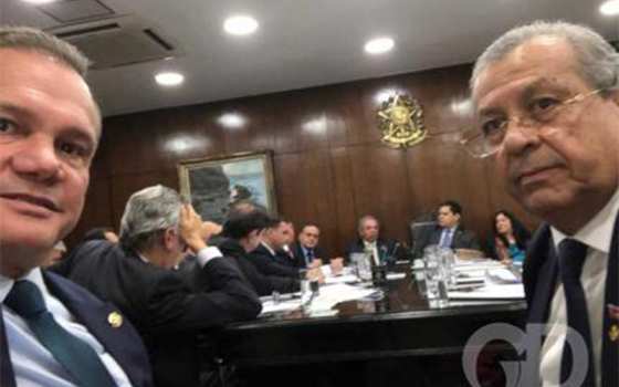 Senadores Wellington Fagundes e Jayme Campos em reunião em Brasília com o ministro da Economia, Paulo Guedes