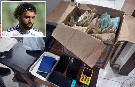 Caixa de dinheiro foi encontrada com um dos alvos da Operação Falso 9; Gabigol (no detalhe) seria uma das vítimas